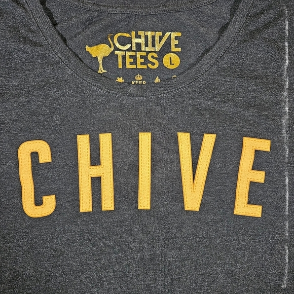Chive T Shirt, Heather Black, Gold/Yellow Chive Logo, Size Large - Picture 5 of 8
